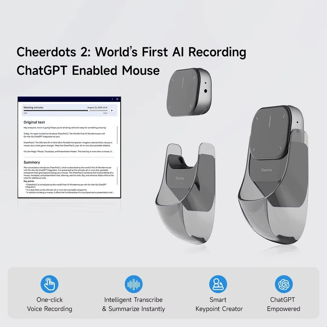 New Detachable Laser Pointer AI Smart Bluetooth Mouse Wireless Touchpad Presenter Remote Voice Recording Deepseek Business Mouse